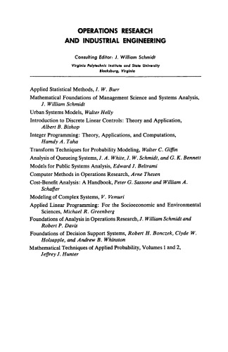 Mathematical Techniques of Applied Probability. Discrete Time Models: Basic Theory