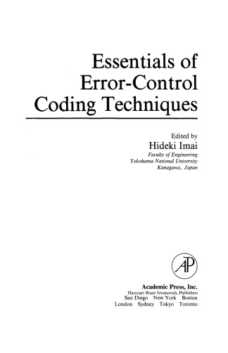 Essentials of Error-Control Coding Techniques