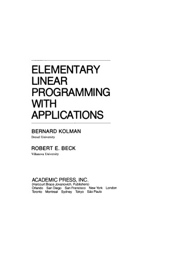 Elementary Linear Programming with Applications