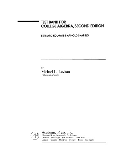 Test Bank for College Algebra