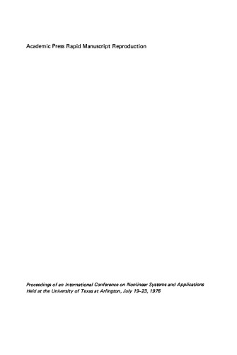 Nonlinear Systems and Applications. An International Conference