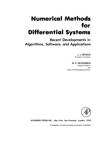 Numerical Methods for Differential Systems. Recent Developments in Algorithms, Software, and Applications