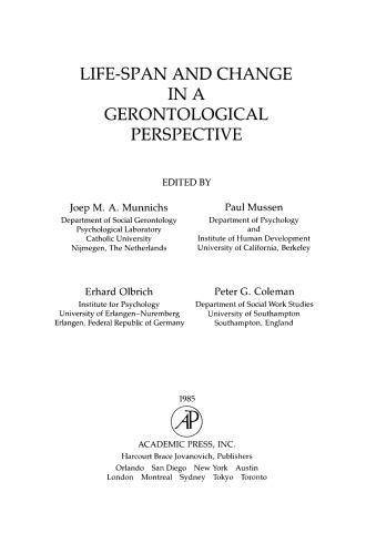 Life-Span and Change in a Gerontological Perspective