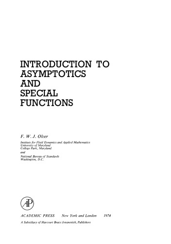 Introduction to Asymptotics and Special Functions