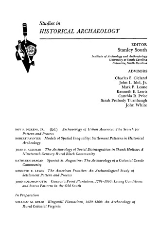 Cannon's Point Plantation, 1794–1860. Living Conditions and Status Patterns in the Old South