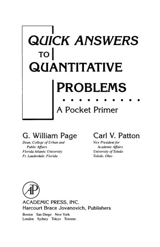 Quick Answers to Quantitative Problems. A Pocket Primer