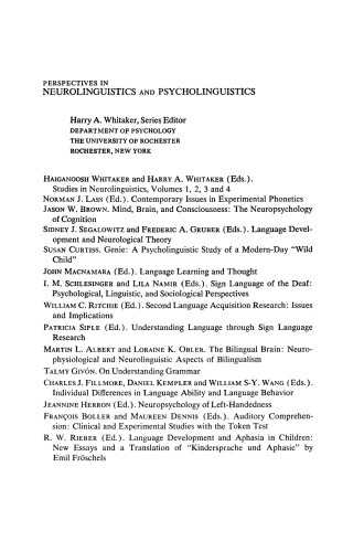 Language Development and Aphasia in Children. New Essays and a Translation of Kindersprache und Aphasie by Emil Fröschels