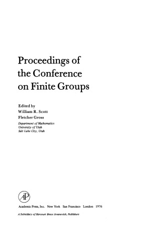 Proceedings of the Conference on Finite Groups