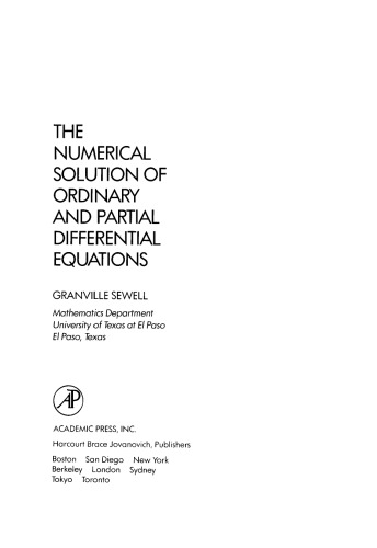 The Numerical Solution of Ordinary and Partial Differential Equations