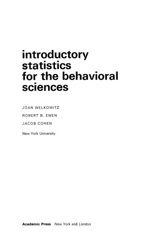Introductory Statistics for the Behavioral Sciences
