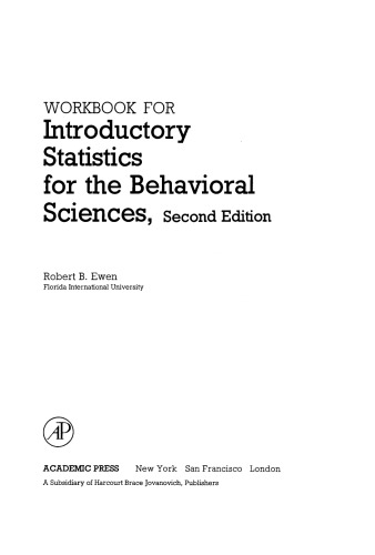 Workbook for Introductory Statistics for the Behavioral Sciences