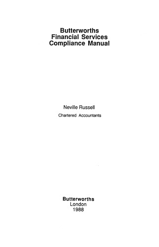 Butterworths Financial Services Compliance Manual