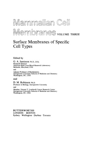 Surface Membranes of Specific Cell Types. Mammalian Cell Membranes, Volume 3