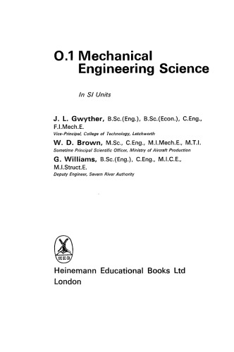 Mechanical Engineering Science. Volume 1