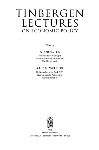 Tinbergen Lectures on Economic Policy