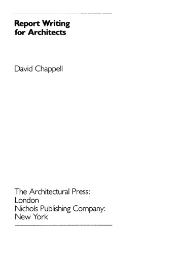 Report Writing for Architects