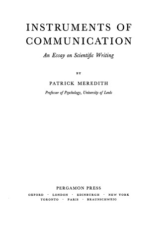 Instruments of Communication. An Essay on Scientific Writing