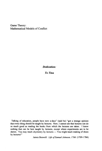 Game Theory. Mathematical Models of Conflict