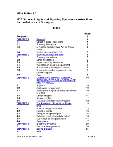 MCA Survey of Lights and Signaling Equipment