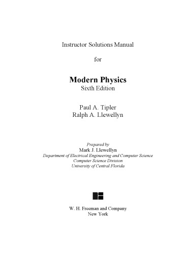 Instructor's Solutions Manual to Modern Physics