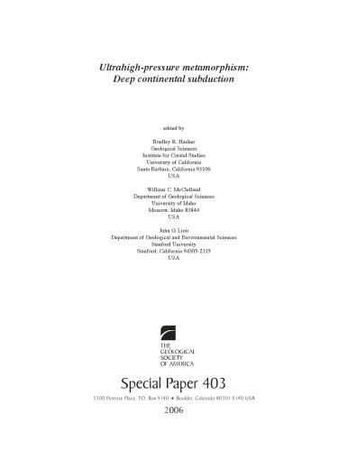 Ultrahigh-pressure Metamorphism: Deep Continental Subduction