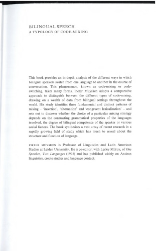 Bilingual Speech: A Typology of Code-Mixing