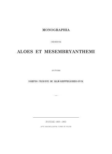 Monographia generum Aloes et Mesembryanthemi.