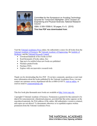 Avoiding Technology Surprise for Tomorrow's Warfighter--Symposium 2010