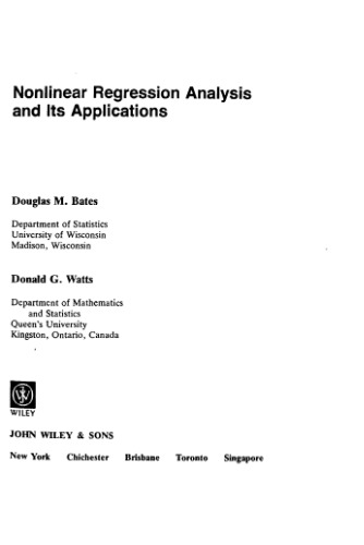 Nonlinear regression analysis and its applications