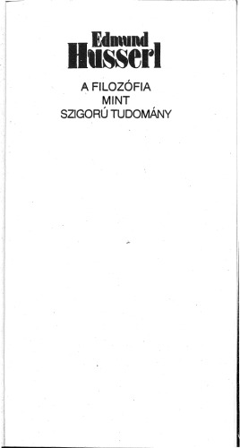 A filozófia mint szigorú tudomány