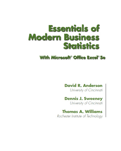 Essentials of Modern Business Statistics with Microsoft Excel
