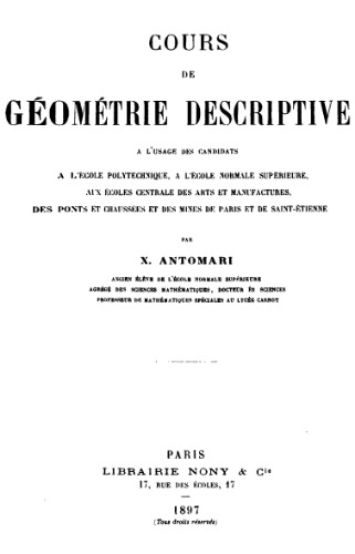 Cours de géométrie descriptive
