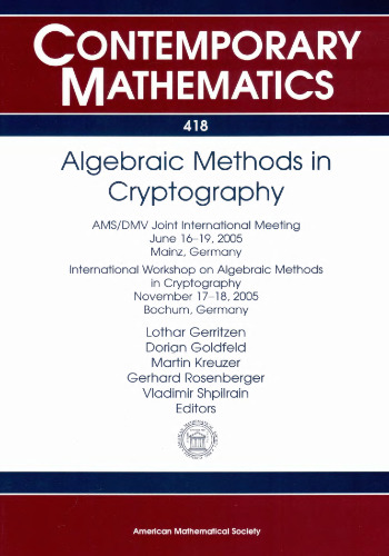 Algebraic Methods in Cryptography