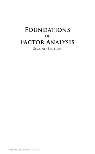 Foundations of Factor Analysis, Second Edition