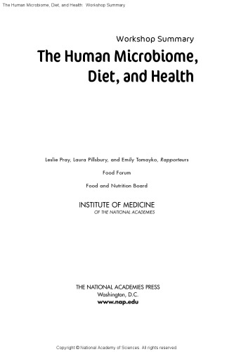 The Human Microbiome, Diet, and Health: Workshop Summary