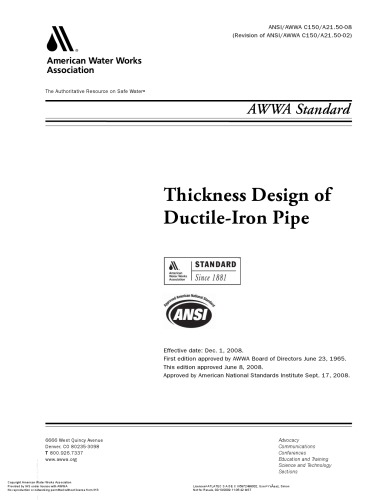 Thickness Design of  Ductile-Iron Pipe