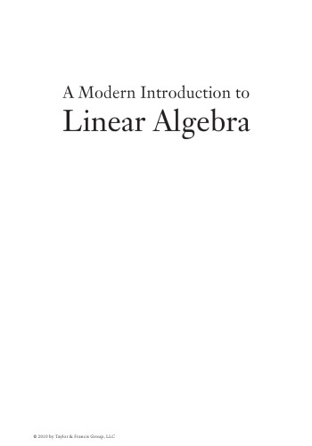 A Modern Introduction to Linear Algebra