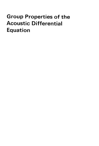 Group Properties Of The Acoustic Differential Equation