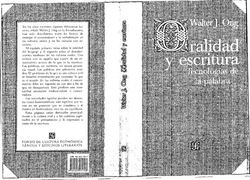 Oralidad y escritura: Tecnologías de la palabra
