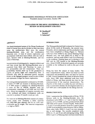 EVALUATION OF THE DIENG GEOTHERMAL FIELD; REVIEW OF DEVELOPMENT STRATEGY