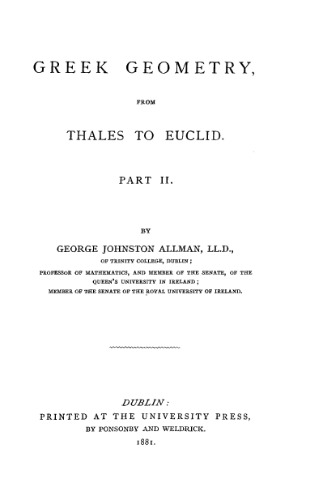 Greek geometry. From Thales to Euqlid