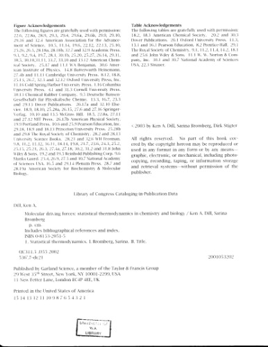 Molecular Driving Forces: Statistical Thermodynamics in Chemistry and Biology