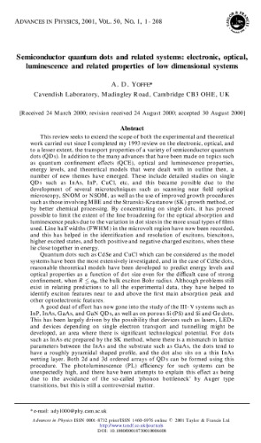 Semiconductors quantum dots and related systems: electronic, optical, luminescence and related properties of low dimensional systems