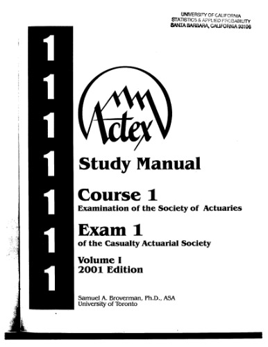 ACTEX Study Manual. Course 1. Exam 1