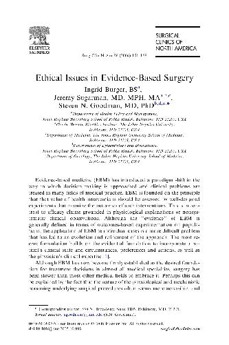 Evidence-Based Surgery, An Issue of Surgical Clinics