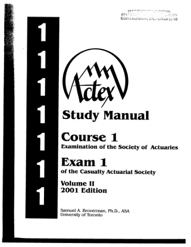 ACTEX Study Manual. Course 1. Exam 1
