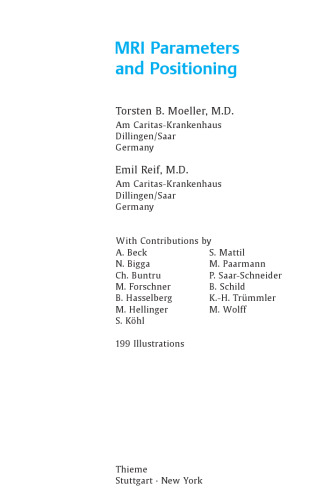 Mri Parameters And Positioning