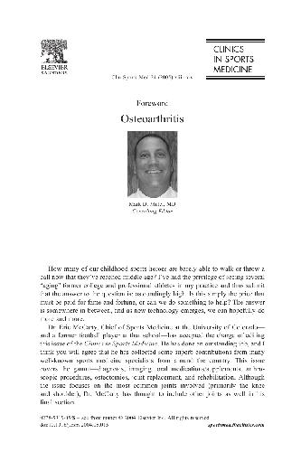 Osteoarthritis, An Issue of Clinics in Sports Medicine