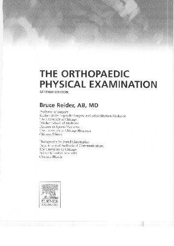The Orthopaedic Clinical Examination
