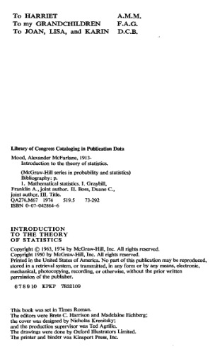 Introduction to the theory of statistics